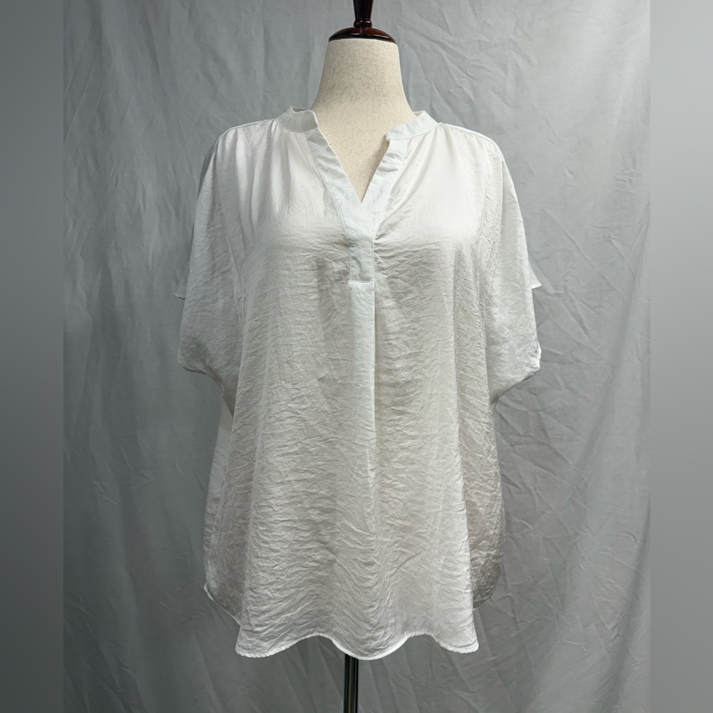 Dex Split V Neck White Women's Top